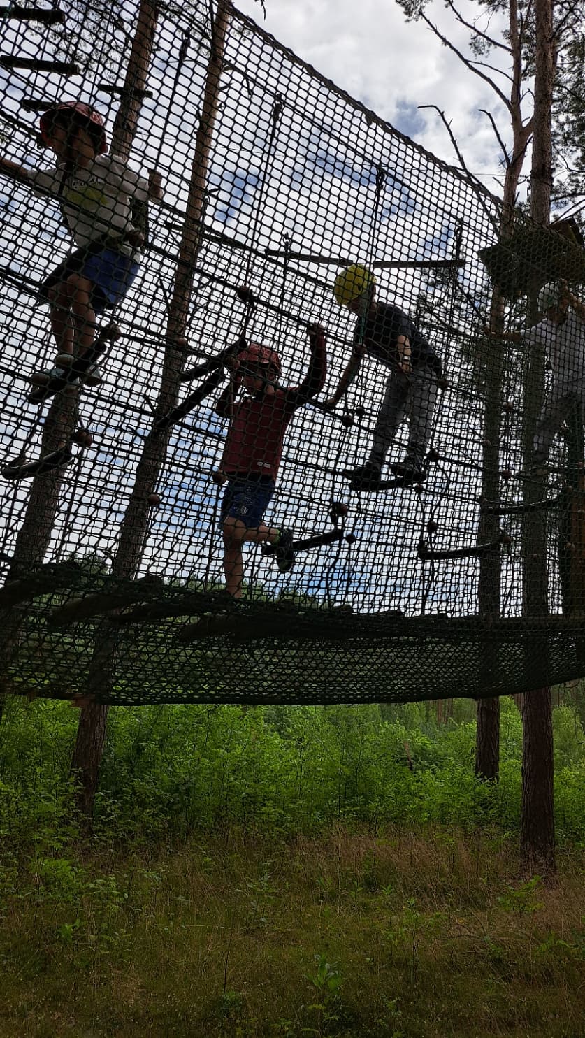 Dzieci w parku linowym